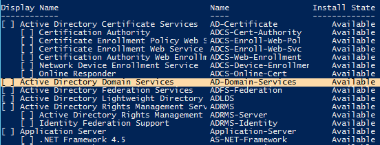 вывод get-windowsfeature