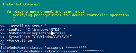 windows 2012 install-addsforest